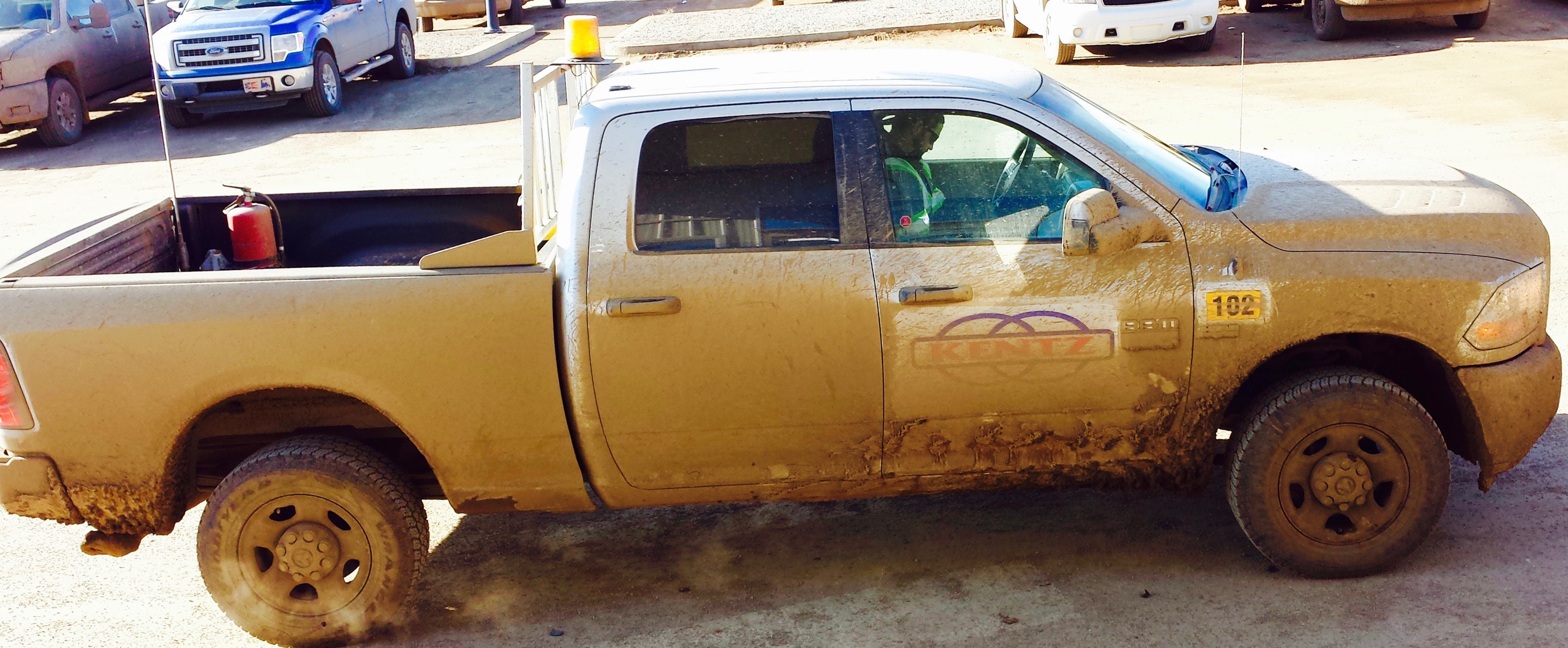 Work truck at a client site.